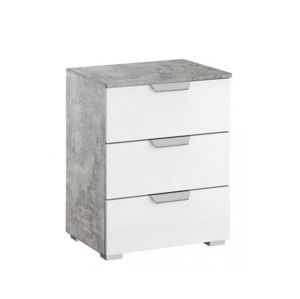 Vyšší noční stolek Aditio, šedý beton/bílá