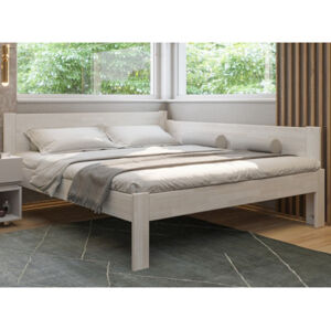 Rohová postel se zástěnou vpravo Fava P 180x200 cm, bělený buk