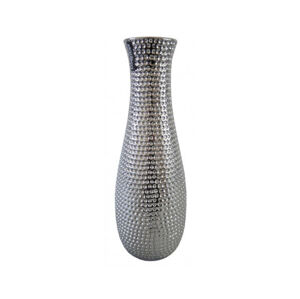 Váza Modern 36 cm, stříbrná, tepaný vzhled