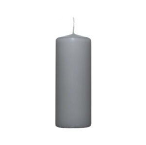 Válcová svíčka světle šedá, 15 cm