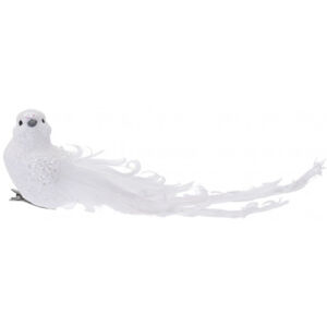 Vánoční ozdoba Bílý ptáček, 23 cm