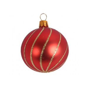 Vánoční ozdoba skleněná koule 6 cm, červená, vlny