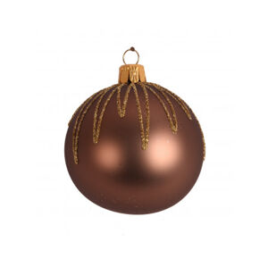 Vánoční ozdoba Hnědá koule se třpytkami, 6 cm