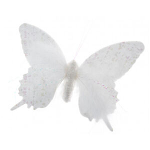 Závěsná dekorace Motýl 16 cm, bílá látka