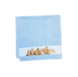 Dětský ručník 50x100 cm, motiv králíci, modrý