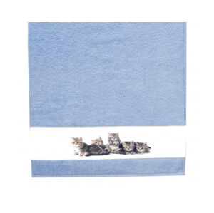 Dětská osuška 75x150 cm, motiv koťata, modrá
