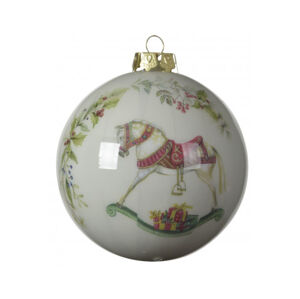 Vánoční ozdoba koule, motiv houpací koník