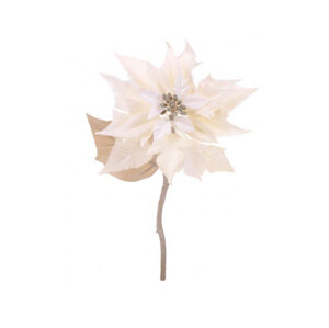 Umělá květina Vánoční růže 32 cm, bílá glitrovaná
