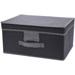 Úložný box s víkem 39x29 cm, tmavě šedá látka