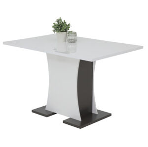 Rozkládací jídelní stůl Susanne 120x80 cm, lesklá bílá/antracit
