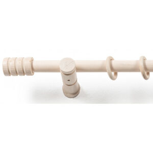 Záclonová tyč s háčky Rullo 240 cm, bílé dřevo