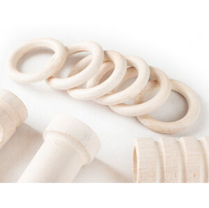 Kroužky s háčky (10 ks) Rullo 28 mm, bílé dřevo