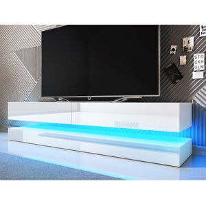 TV stolek s osvětlením Fly 140 cm, bílý lesk