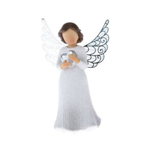 Dekorační soška Anděl se srdcem 12 cm, bílý