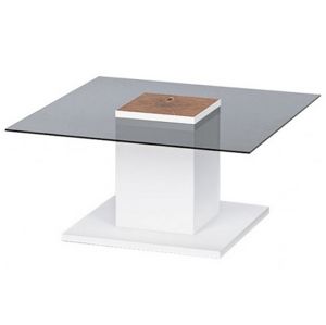 Konferenční stolek Woods, bílý/sklo/dub