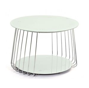 Konferenční stolek Riva, kov/bílé sklo