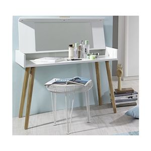 Toaletní/psací stolek se zrcadlem Kolding, bílý/jasan